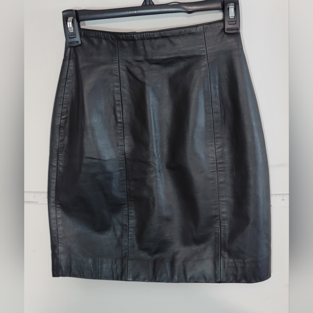 Byrnes & Baker Vintage Black Leather Skirt